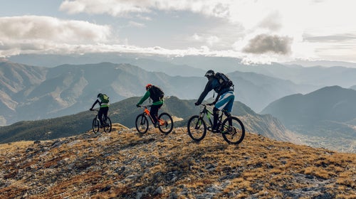 Mountain Bike Downhill Riders In Action