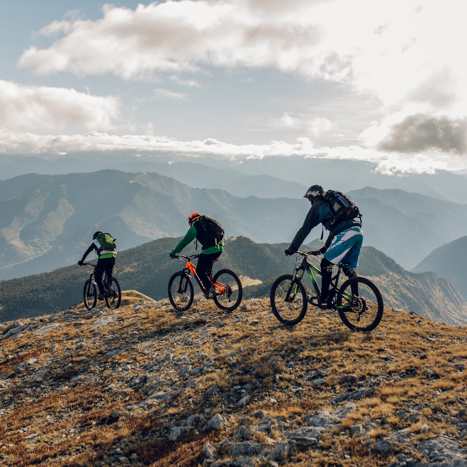 Mountain Bike Downhill Riders In Action