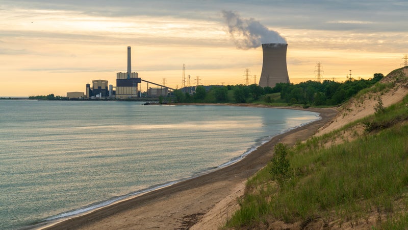 Powerplant with Coastline at Indiana Dunes National Park