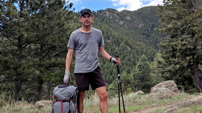 A training hike in the foothills of Boulder, Colorado, carrying the Osprey Aether Pro 70 pack loaded with with 50 pounds of bricks