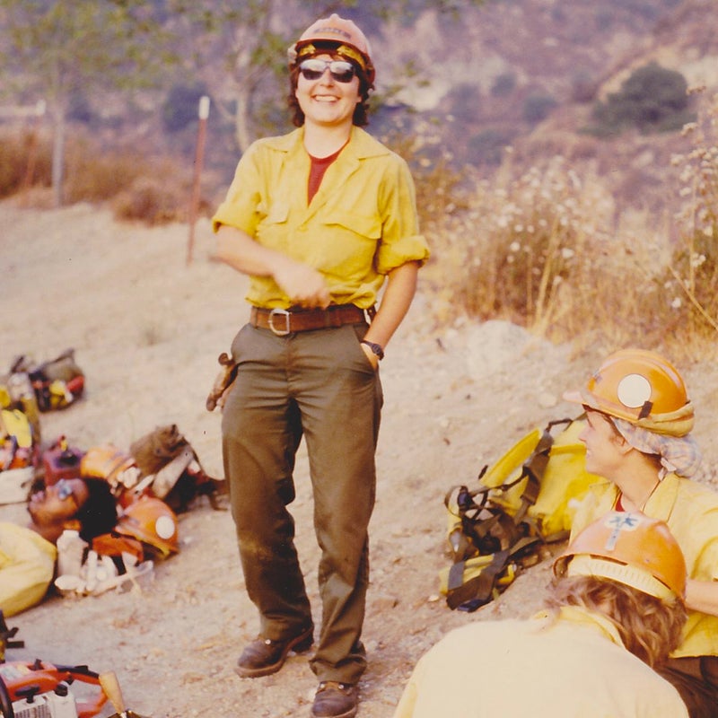 Gina Papke as a captain for the Zigzag Hotshots in the late 1980s. Papke went on to become the country’s first permanent female hotshot superintendent—a hotshot crew's highest leadership position—in 1991.
