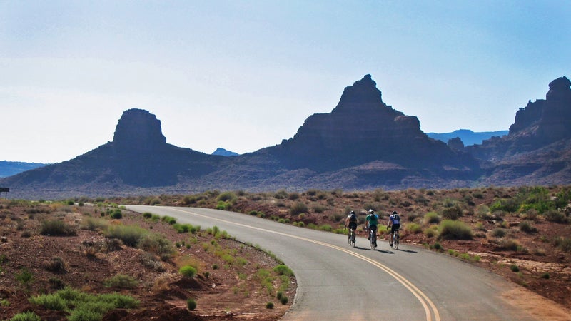 The author and his teammates bike through Utah’s Capitol Reef National Park.