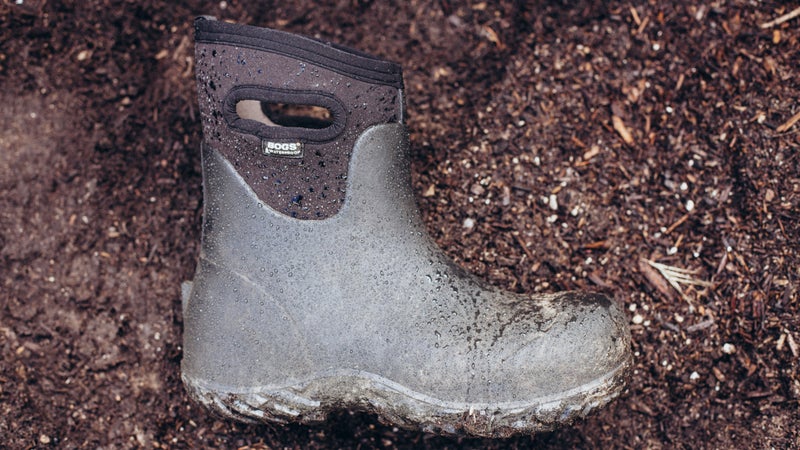 muddy rain boots