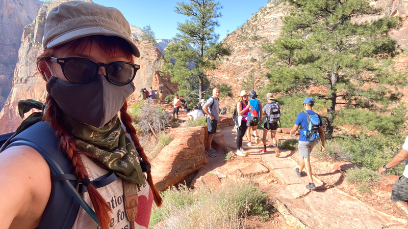 The author takes a selfie with the crowds