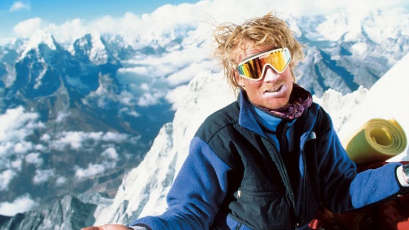 Conrad Anker wearing the North Face Denali fleece during a winter ascent of Ama Dablam in 1990.