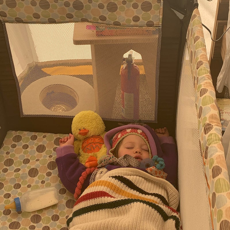 Zevi in her crib