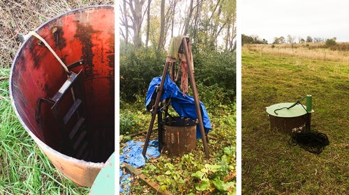 From left: the entrances to Tyson Spring Cave, Fountain Spring Cave, and Holy Grail Cave