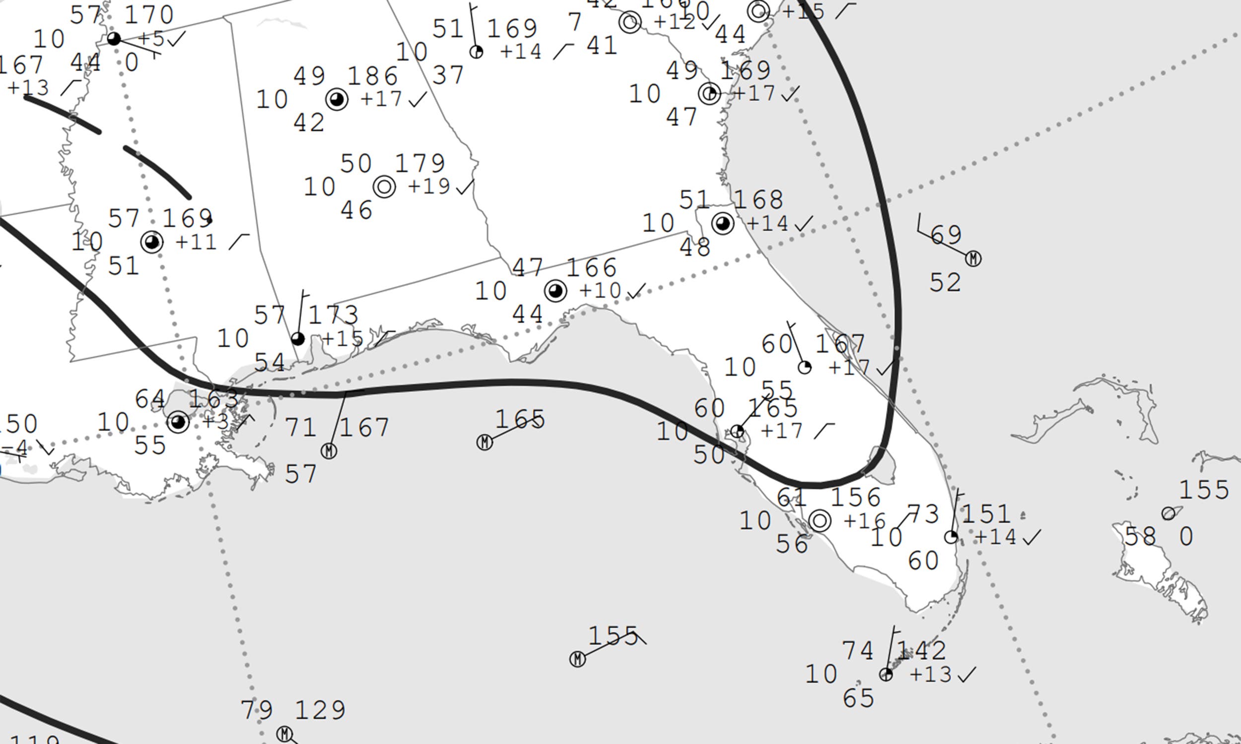 Station plots and wind barbs