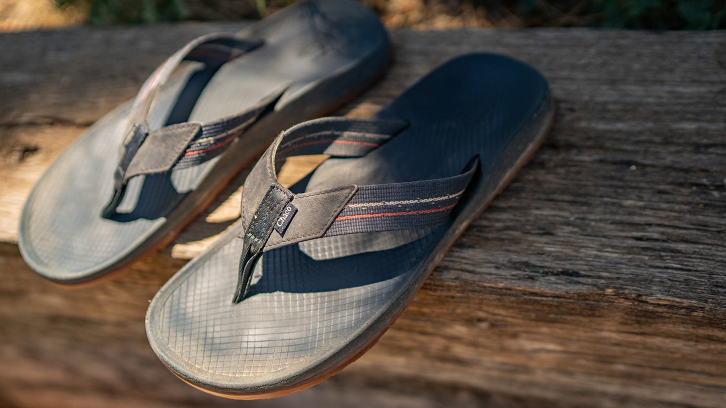 Chaco Mens Size 9 Pitch Gray Lowdown Flip-Flops With Orange Straps Chaco M Men main image 3