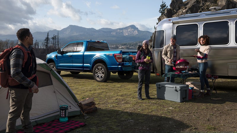Towing is thirsty work, but with a 47 horsepower electric motor and 36-gallon fuel tank, the F-150 can manage up to 700 miles between gas stations.