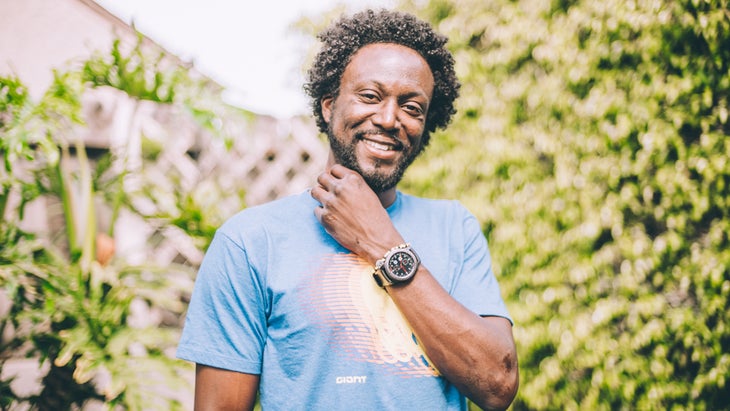 Rahsaan Bahati in a garden