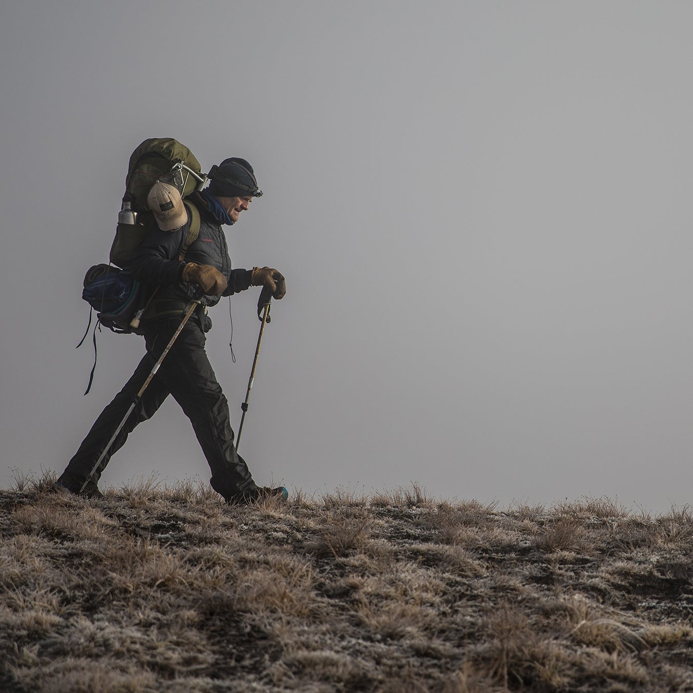 A backpacker in Glacier National Park.