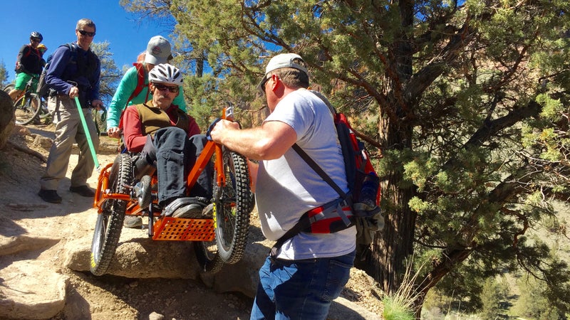 Babb and his team navigating a descent at Smith Rock