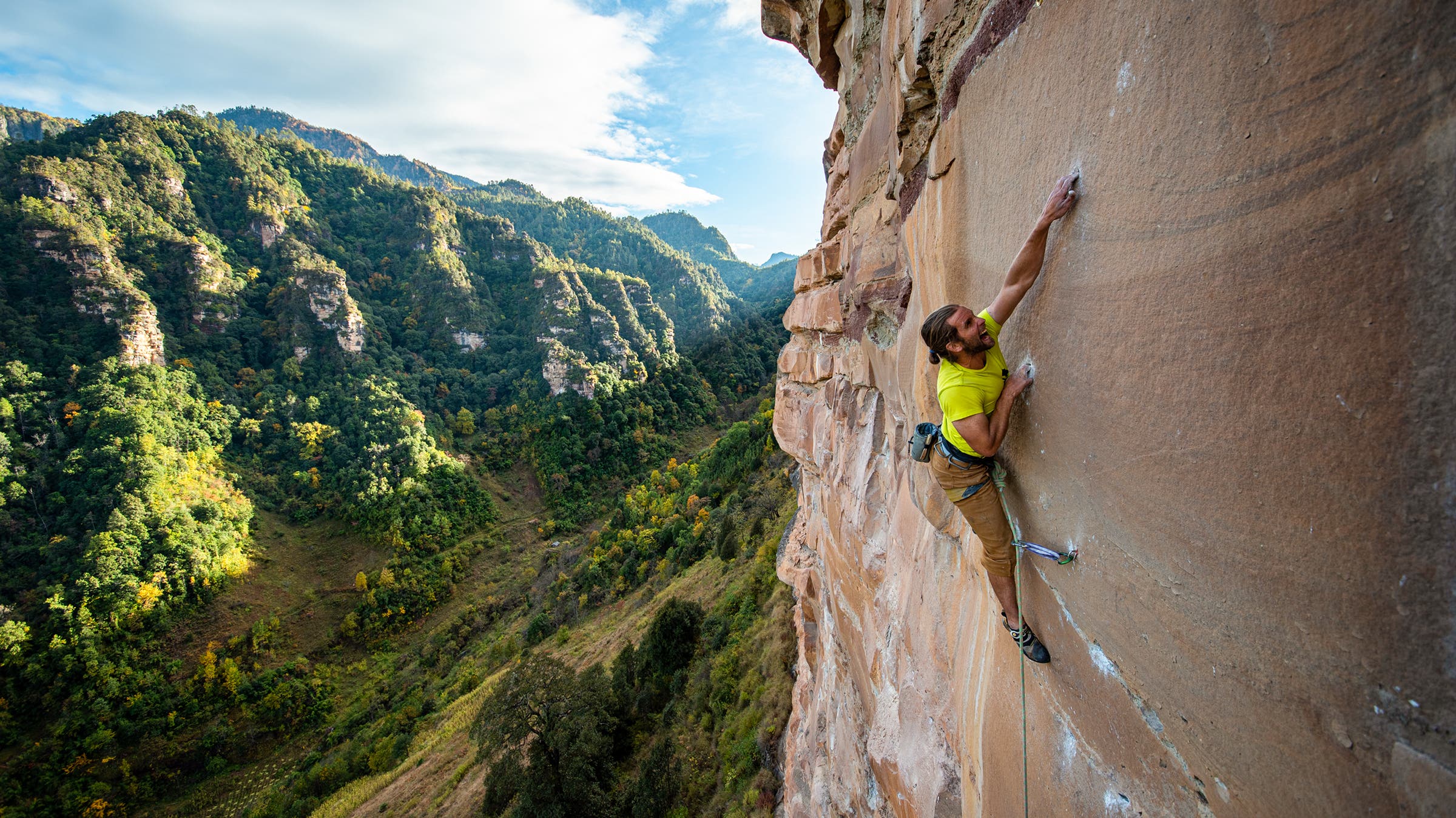 Mike Dobie ascending a sport line on El Dorado