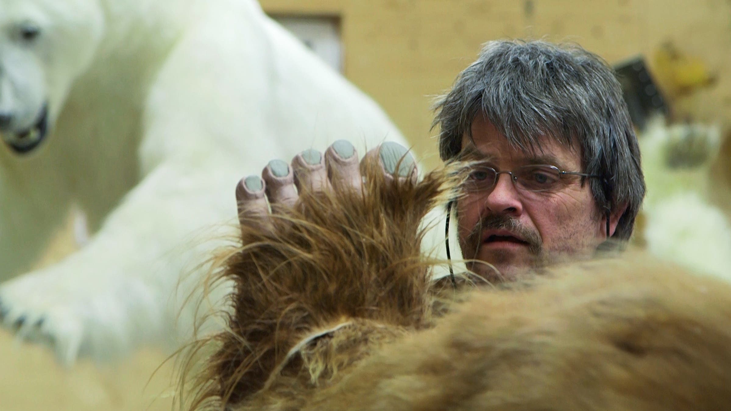 Ken Walker with his Bigfoot replica