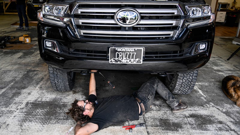 Hudson Hall getting down to work. If you’re interested in building something similar to this Land Cruiser, give him a call. He figured out all the necessary parts the truck needed and how they fit together. He’ll also travel to wherever you are and do the work at your house for less money and in less time than other mechanics.