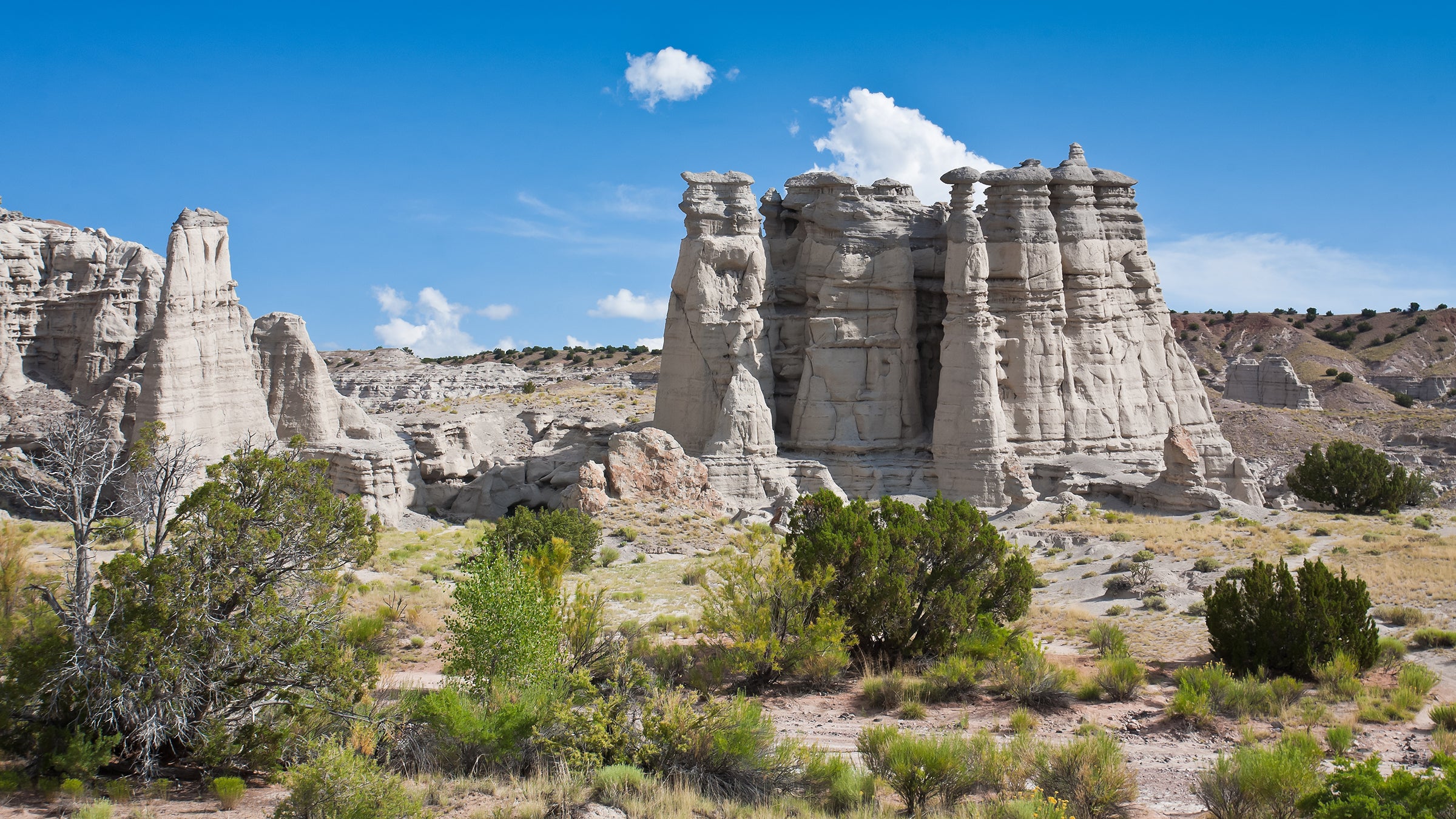 White limestone spears pearse the sky in New Mexico