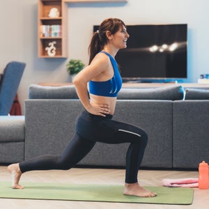 Woman exercising at home