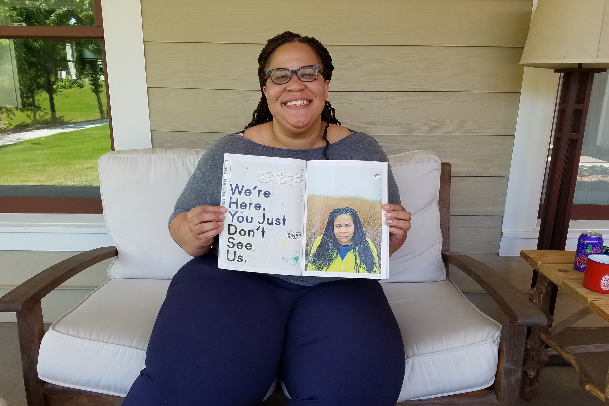 With a copy of her first <i>Outside</i> article