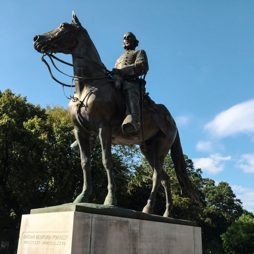 The Nathan Bedford Forrest statue in Memphis, which was taken down in 2017