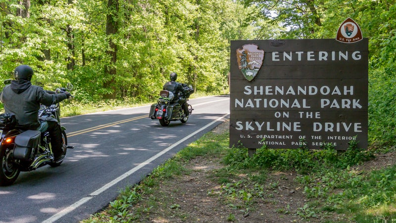 Shenandoah Entry Sign with Motorcycles