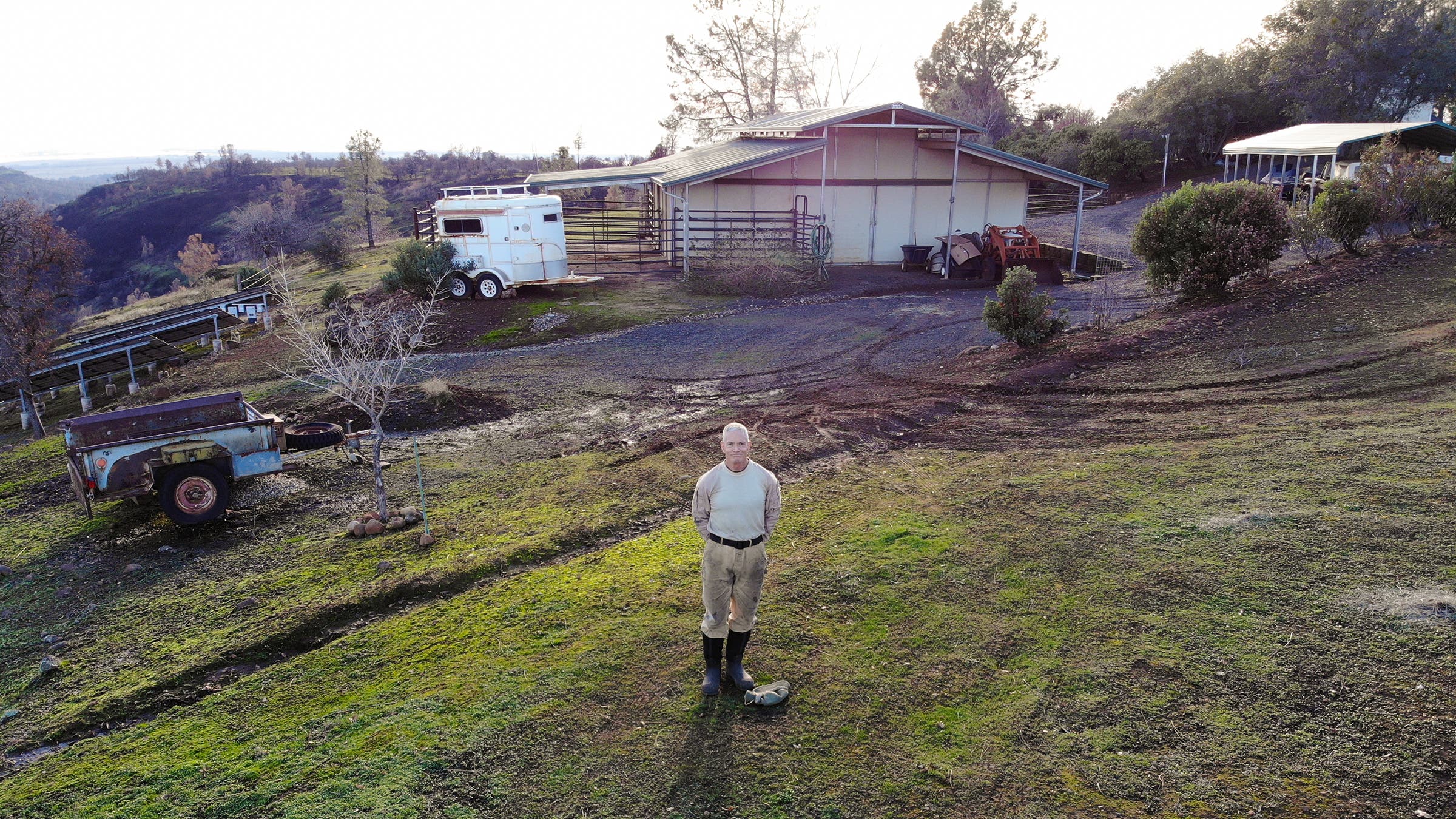 Doug on the Houstons’ property after the fire had passed