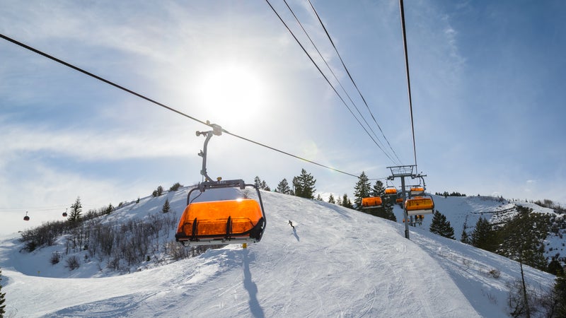 Riding Chairlift in Winter