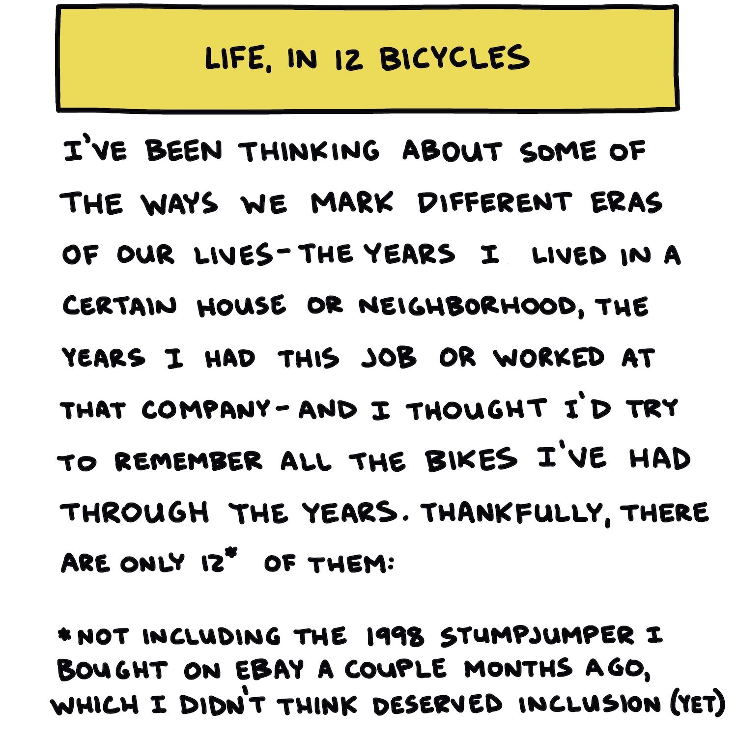 Life In 12 Bicycles Title Slide