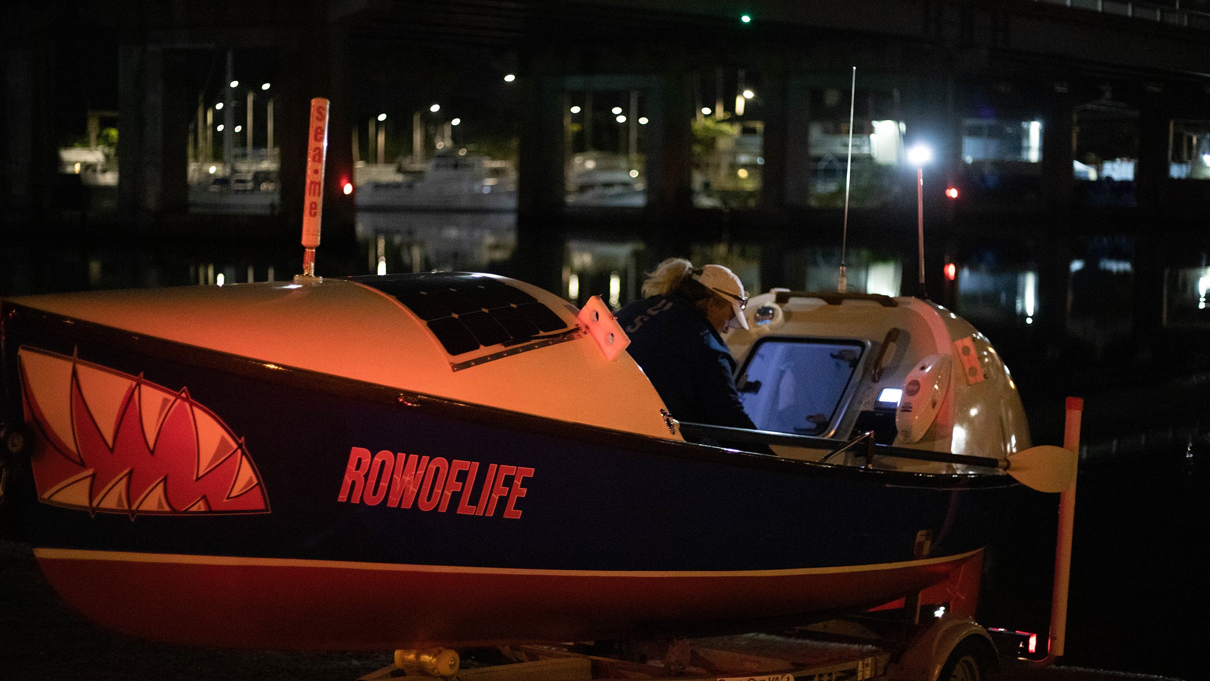 Late at night on April 23, preparing to set off from Marina del Rey