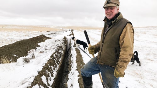 Rancher Kevin Halverson and his new pipeline trench