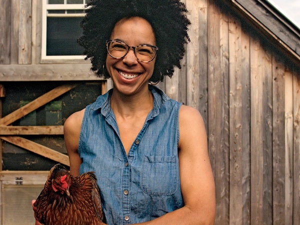 Johnson on her family’s farm in upstate New York