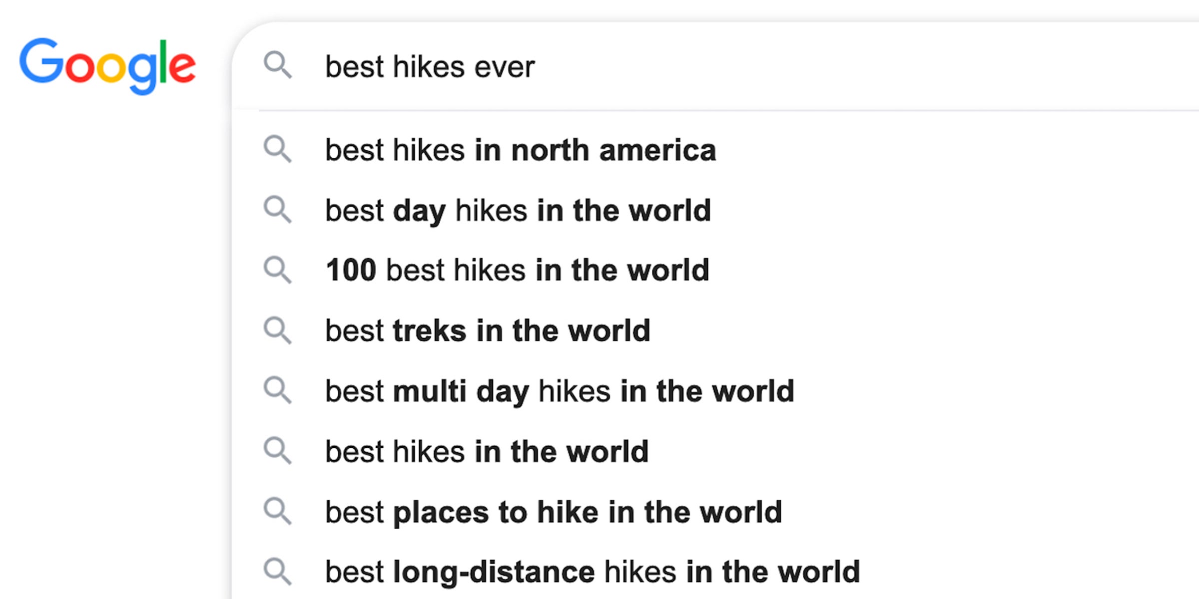 Best hikes ever Google search