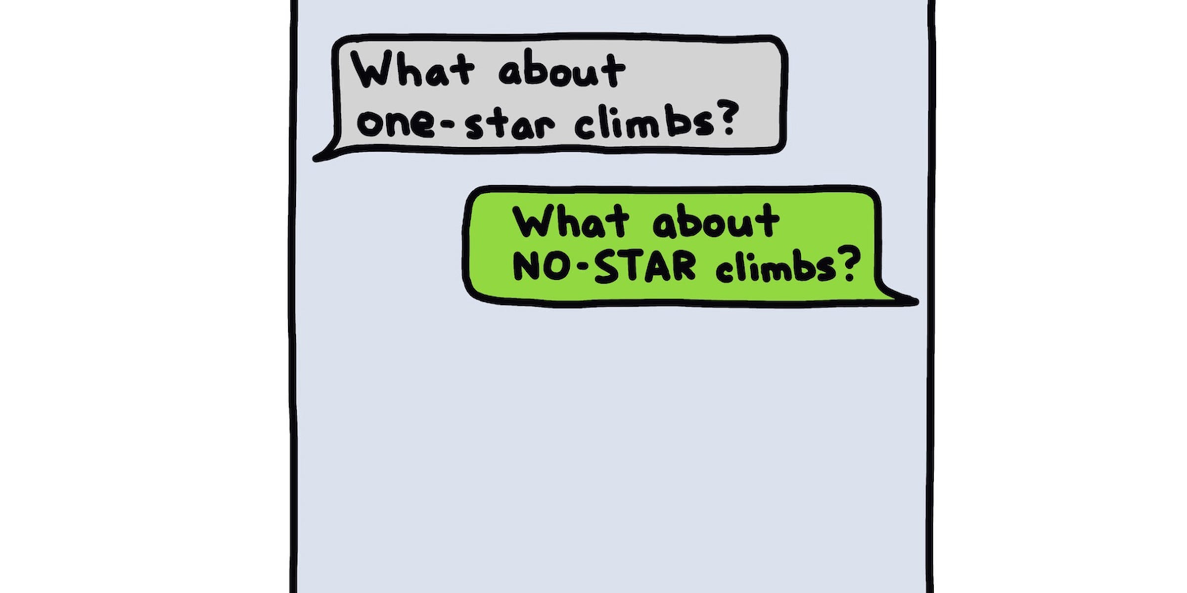 No star climbs text conversation