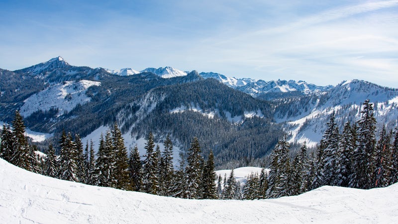 Stevens Pass Mountain Landscape Sunny Day Cascade Mountains
