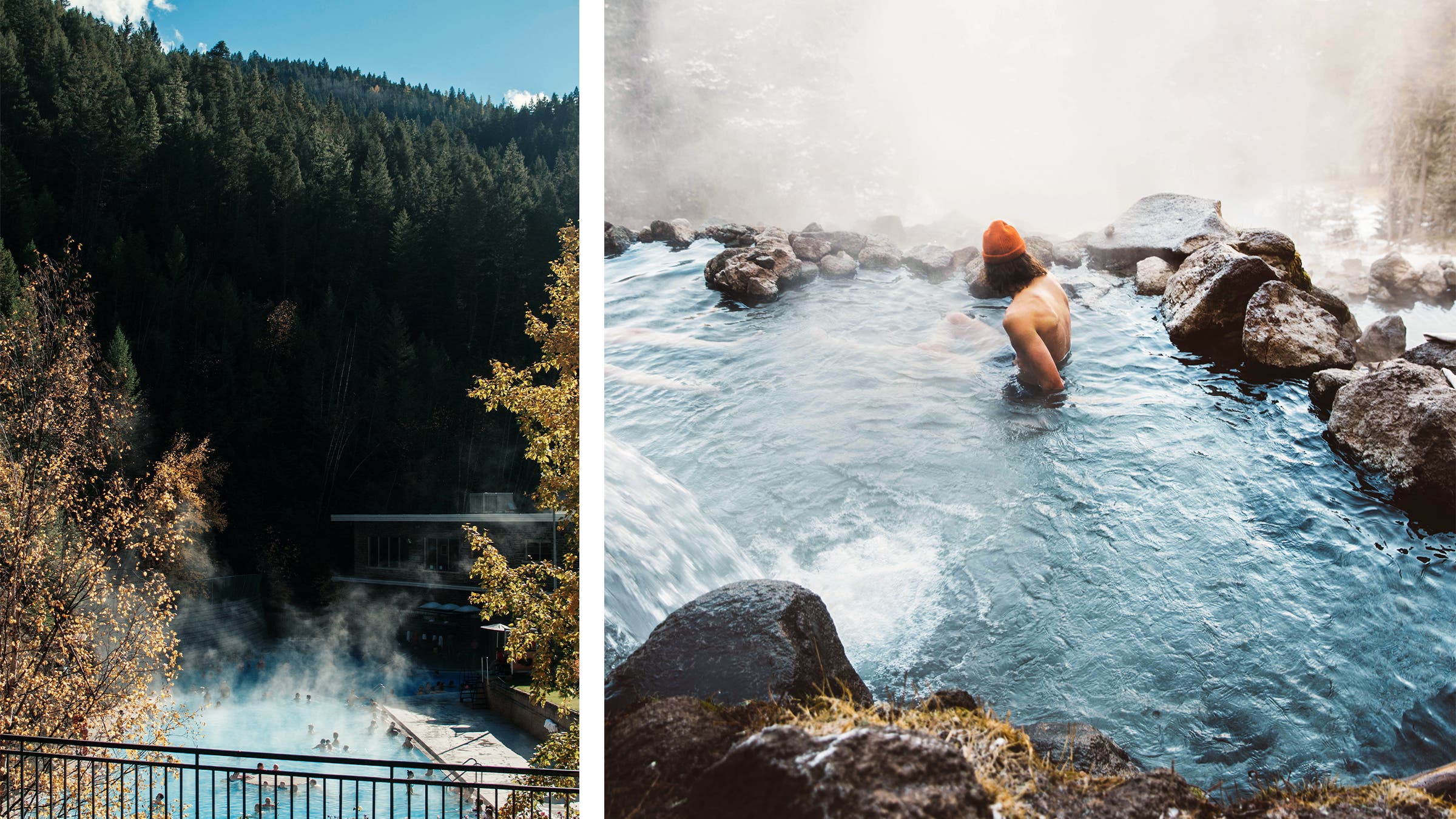 From left: Radium Hot Springs in British Columbia; a pool in New Mexico