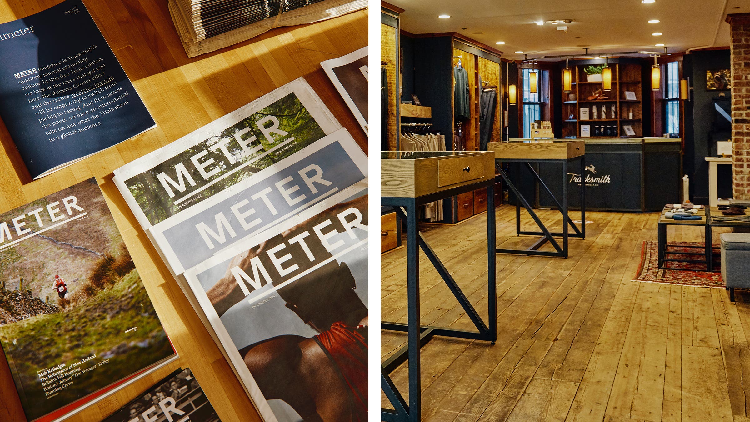 Tracksmith’s magazine, <i>Meter</i>; the Boston store
