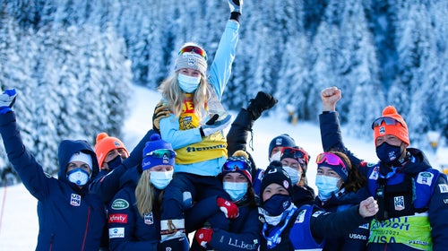 On Sunday, 29-year-old Jessie Diggins ground her way through the last stretch of the climb and, exhausted, attempted to raise her hands overhead in triumph before flopping face-first into the snow.