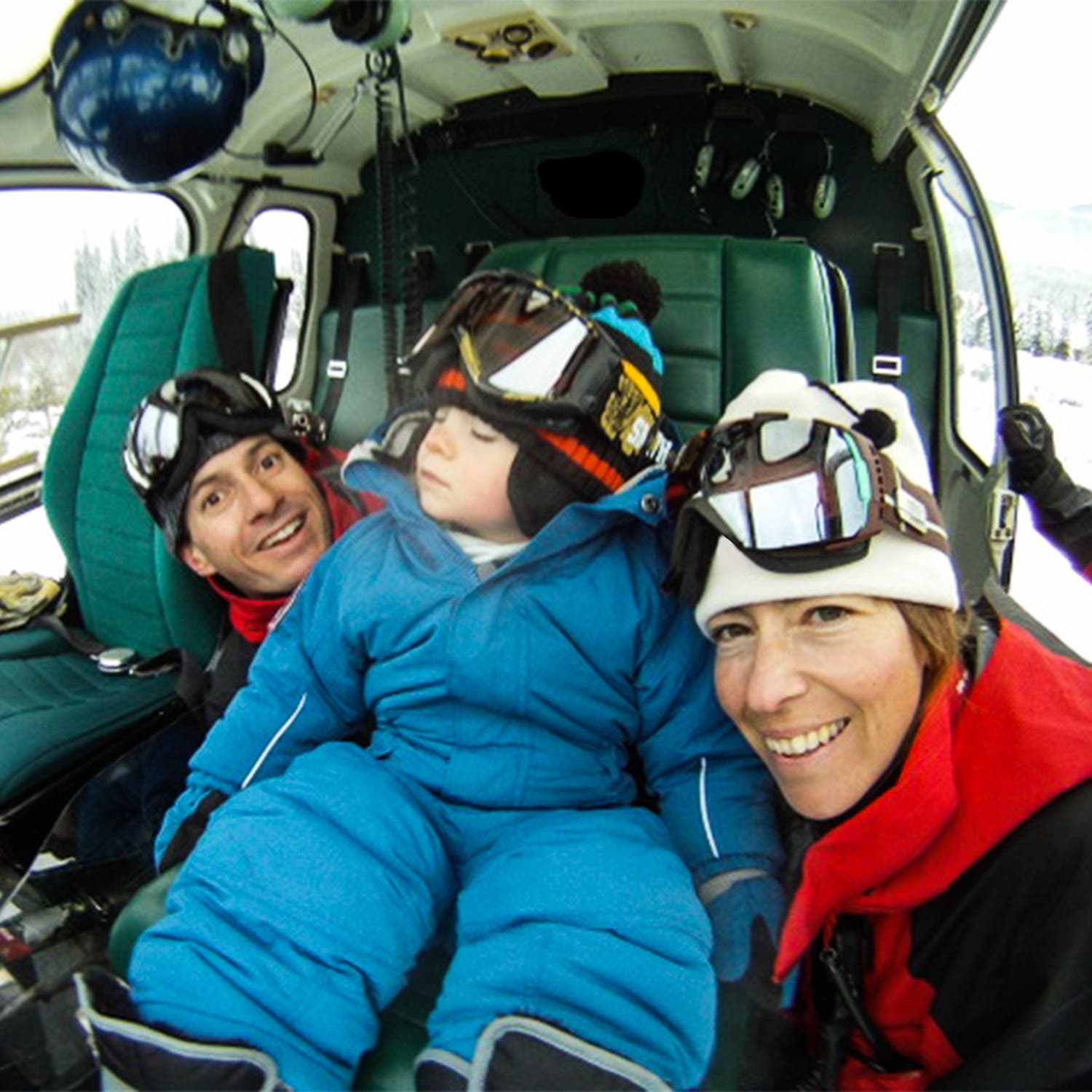Ian, Sam, and Erin going heli skiing as a family for the first time