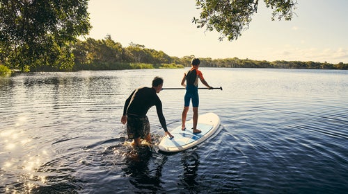 Teaching my boy how to paddle