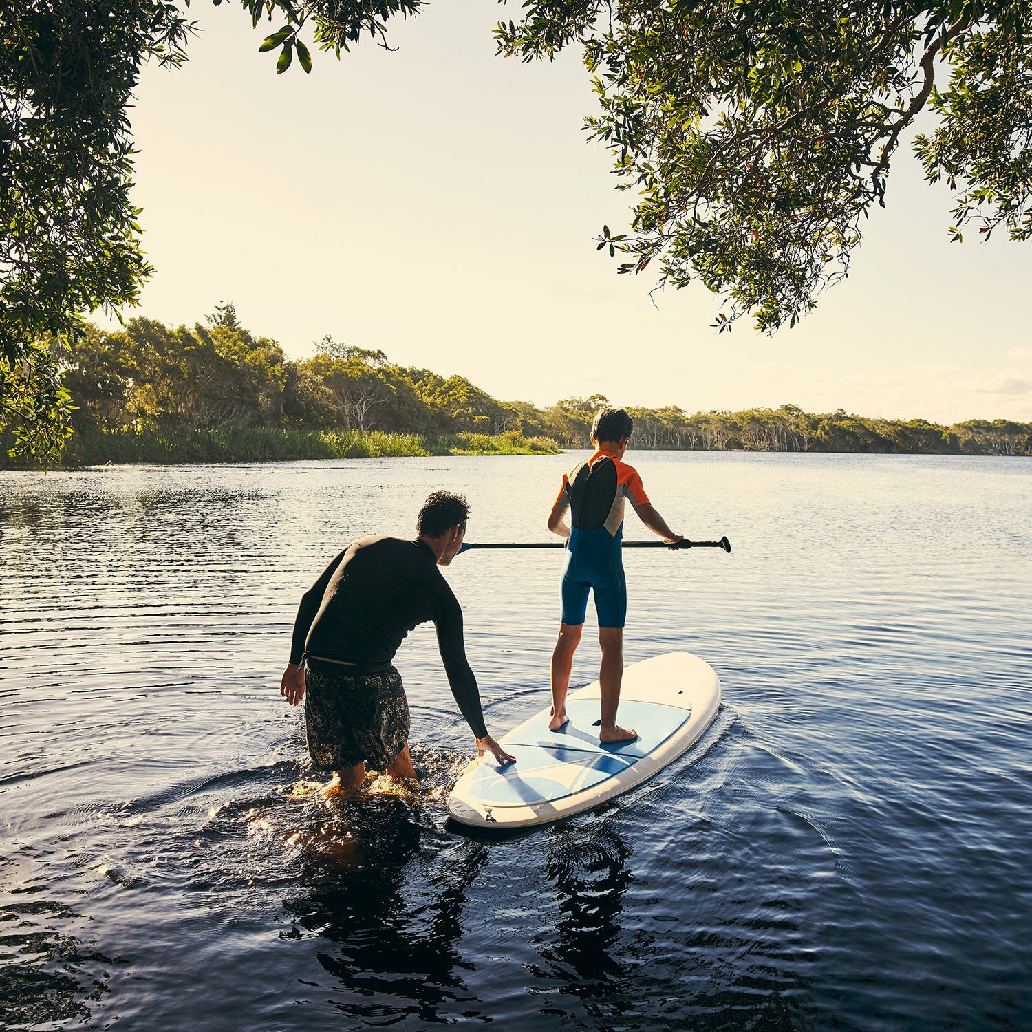 Teaching my boy how to paddle