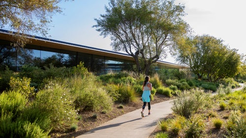 An employee ­exercising at Apple Park