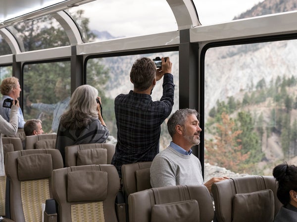 Skip the car entirely and hop aboard a train.