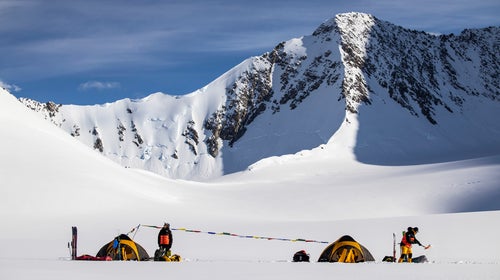 Nelson (left) and Morrison on the Patton Glacier in Antarctica