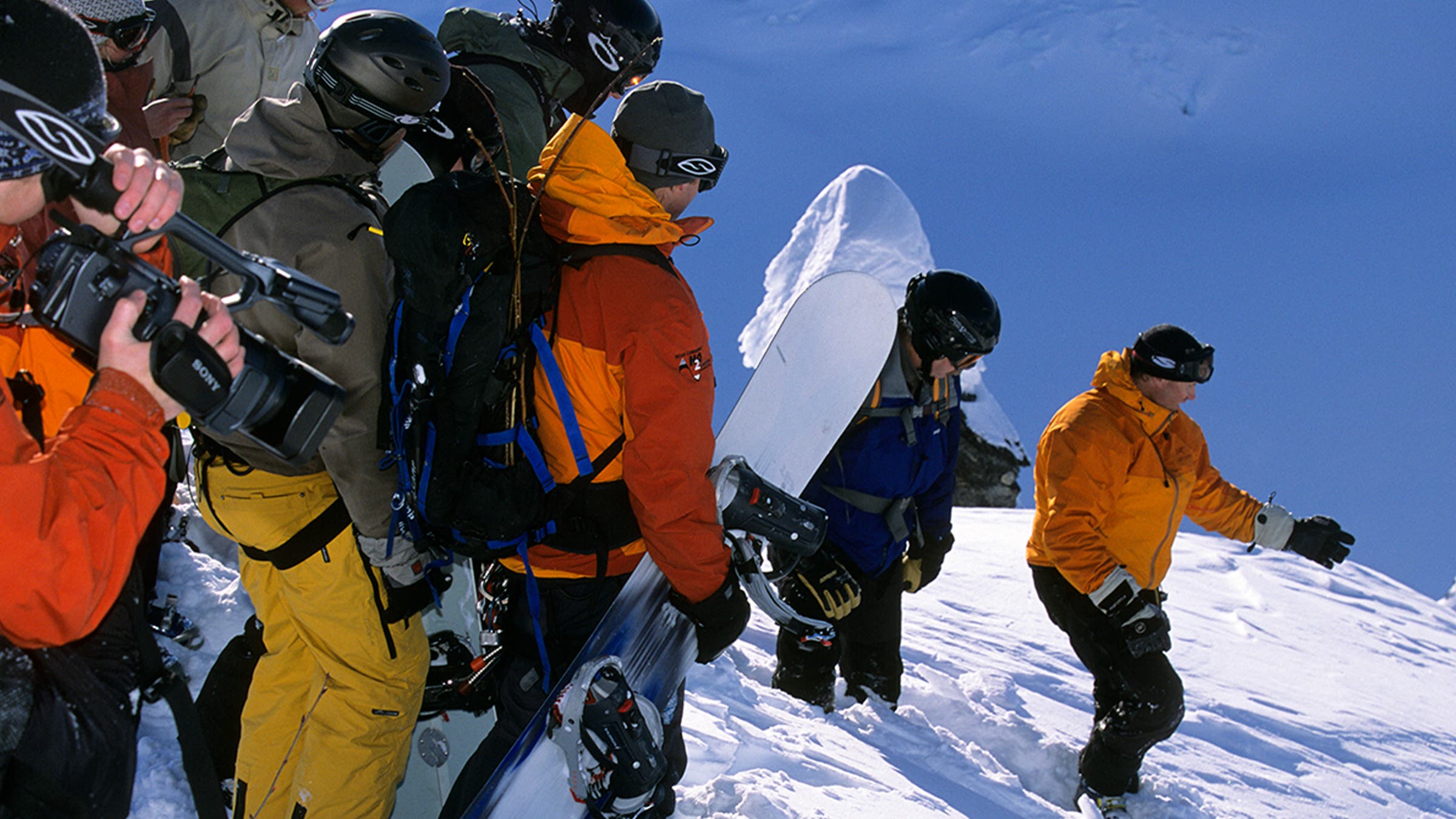 Cummings teaching terrain management to prospective guides in 2003. “[He] would just read the texture of the mountain, understand how the snow came in, how it cooled then warmed or warmed then cooled,” remembers guide Eric Layton. “He was like the European guides in that sense. He just really understood the mountains in a different way.”