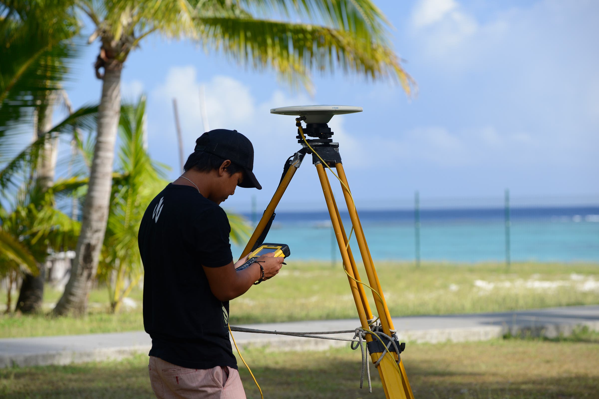 A Tetiaroa Society staffer at work. The Society is dedicated to studying the atoll and conserving its ecology, and scientists from around the world travel there for research.