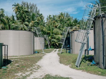 The resort’s water-storage tanks