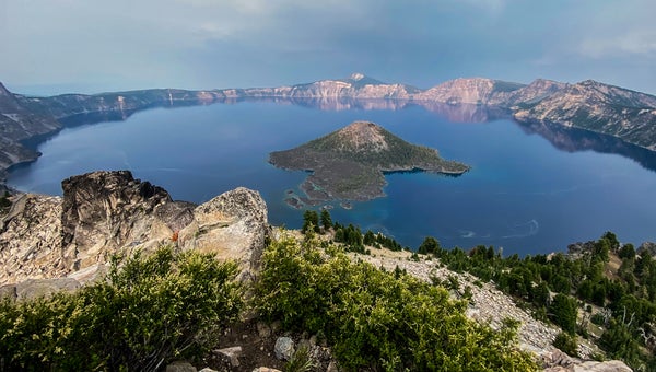 The view of Crater Lake from Watchman Lookout