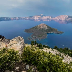 The view of Crater Lake from Watchman Lookout