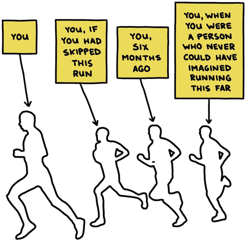 You vs. You, if you had skipped this run vs. you, six months ago vs. you, when you were a person who never could have imagined running this far