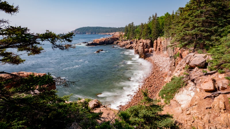 Coastline of Mount Desert Island, Maine (USA) on a beautiful summer day.